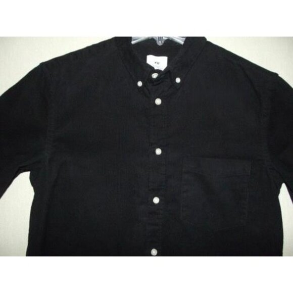 H&M Shirt Mens Size Small Regular Fit Black Corduroy Button Down Collar - Picture 5 of 11